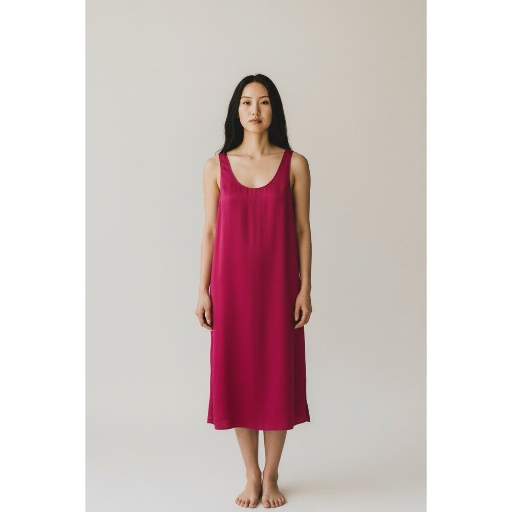 Christian Dior Pink Embroidered Sleeveless Polyester slip dress  Size S